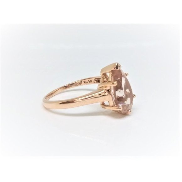 10K Rose Gold Pear Shaped Natural Morganite Ring - Picture 3 of 6